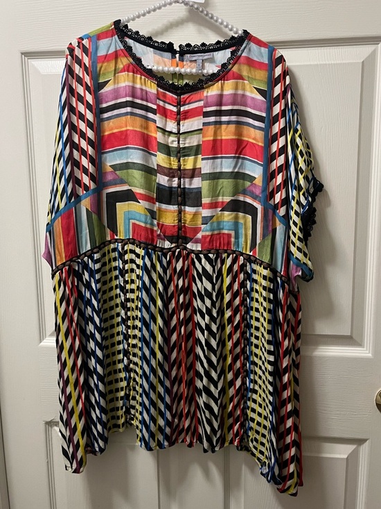 Conditions Apply Tops - Anthropologie Conditions Apply Multi-Color Geometric Boho Blouse Plus Size 2X